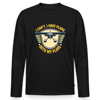 Fluggesellschaft Pilot Flugkapitän Spruch - Männer Premium Bio Langarmshirt - Schwarz - Vorne - Nico (187cm)