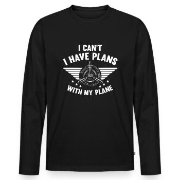 Airline Pilot Flugzeugpilot Fluggesellschaft - Männer Premium Bio Langarmshirt - Schwarz - Vorne - Nico (187cm)