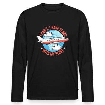 Pilote de ligne Pilote d’avion Pilote Capitaine - T-shirt manches longues Premium bio Homme - noir - Devant - Nico (187cm)