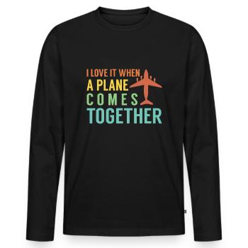 Airline Pilot Flugzeug Fluggesellschaft LInienflug - Männer Premium Bio Langarmshirt - Schwarz - Vorne - Nico (187cm)