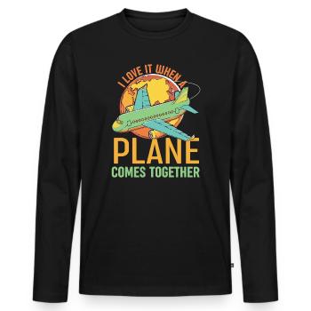 Pilot Flugzeug Aircraft - Männer Premium Bio Langarmshirt - Schwarz - Vorne - Nico (187cm)
