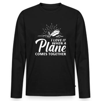 Pilote - T-shirt manches longues Premium bio Homme - noir - Devant - Nico (187cm)