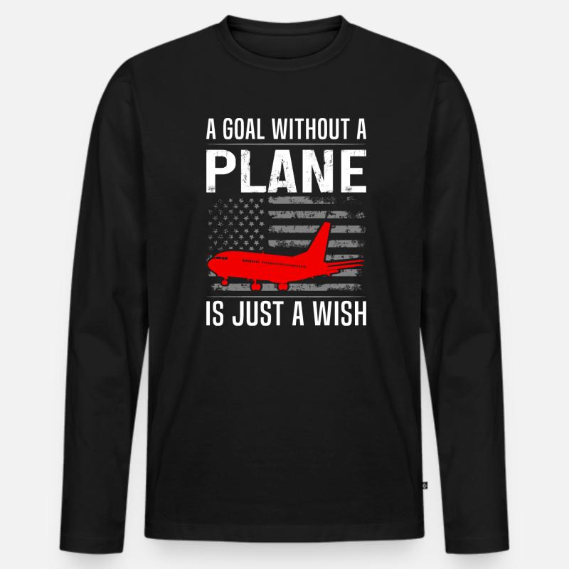 Zitat eines Airline-Piloten - Männer Premium Bio Langarmshirt - Schwarz