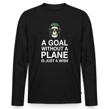 ZItat eines Airline-Piloten ohne Flugzeug - Männer Premium Bio Langarmshirt - Schwarz - Vorne - Nico (187cm)