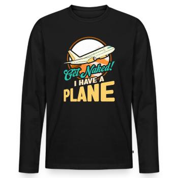 Airline Pilot Zitat Ich habe einen Flugzeugpiloten - Männer Premium Bio Langarmshirt - Schwarz - Vorne - Nico (187cm)