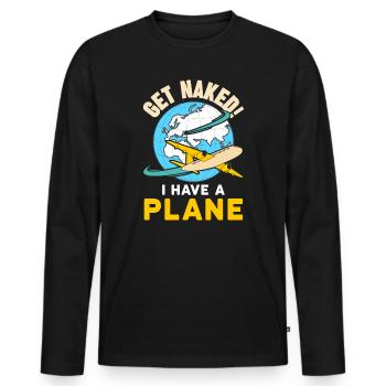 Airline Pilot Zitat Ich habe einen Flugzeugpiloten - Männer Premium Bio Langarmshirt - Schwarz - Vorne - Nico (187cm)