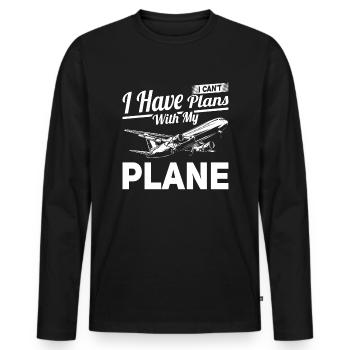 Fluggesellschaft Pilot Flugkapitän Spruch - Männer Premium Bio Langarmshirt - Schwarz - Vorne - Nico (187cm)