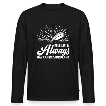 Pilote de ligne Pun Escape Pilote d’avion - T-shirt manches longues Premium bio Homme - noir - Devant - Nico (187cm)