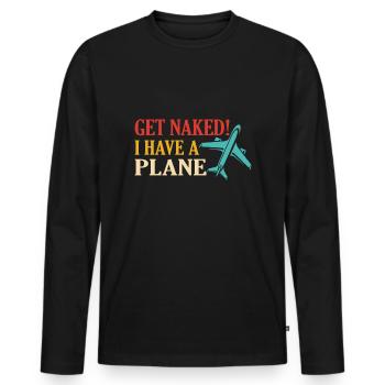 Airline Pilot Zitat Ich habe einen Flugzeugpiloten - Männer Premium Bio Langarmshirt - Schwarz - Vorne - Nico (187cm)
