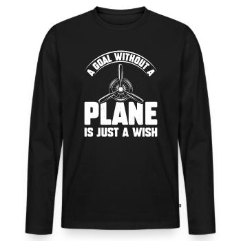 Airline-Pilot Ein Ziel ohne Flugzeug - Männer Premium Bio Langarmshirt - Schwarz - Vorne - Nico (187cm)