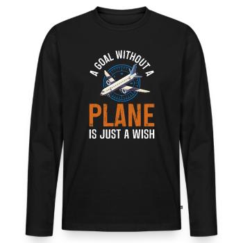 Airline-Pilot Ein Ziel ohne Flugzeug - Männer Premium Bio Langarmshirt - Schwarz - Vorne - Nico (187cm)