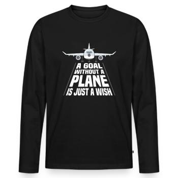 Airline-Pilot Ein Ziel ohne Flugzeug - Männer Premium Bio Langarmshirt - Schwarz - Vorne - Nico (187cm)