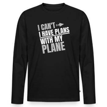 Jeu de mots d’aviation de pilote de ligne pour un pilote de compagnie - T-shirt manches longues Premium bio Homme - noir - Devant - Nico (187cm)