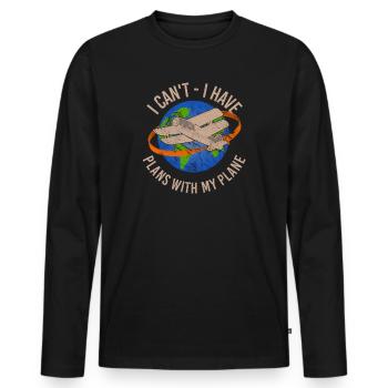 Jeu de mots d’aviation de pilote de ligne pour un pilote de compagnie - T-shirt manches longues Premium bio Homme - noir - Devant - Nico (187cm)
