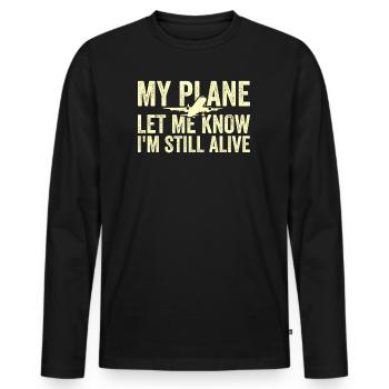 Jeu de mots d’aviation de pilote de ligne pour un pilote de compagnie - T-shirt manches longues Premium bio Homme - noir - Devant - Nico (187cm)