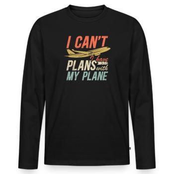 Jeu de mots d’aviation de pilote de ligne pour un pilote de compagnie - T-shirt manches longues Premium bio Homme - noir - Devant - Nico (187cm)