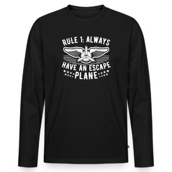 Jeu de mots d’aviation de pilote de ligne pour un pilote de compagnie - T-shirt manches longues Premium bio Homme - noir - Devant - Nico (187cm)