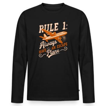 Jeu de mots d’aviation de pilote de ligne pour un pilote de compagnie - T-shirt manches longues Premium bio Homme - noir - Devant - Nico (187cm)