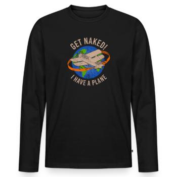 Airline Pilot Aviation Pun for a company pilot - Men's Premium Organic Long Sleeve Shirt - black - Front - Nico (187cm)