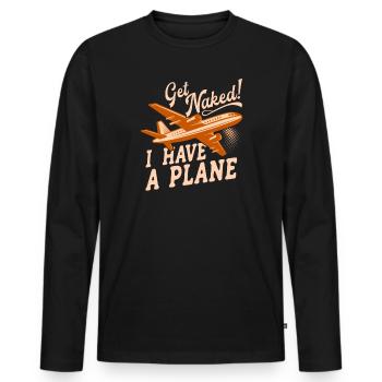 Airline Pilot Aviation Pun for a company pilot - Men's Premium Organic Long Sleeve Shirt - black - Front - Nico (187cm)