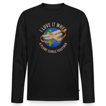 Jeu de mots sur le sujet de l’aviation de pilote de ligne pour - T-shirt manches longues Premium bio Homme - noir - Devant - Nico (187cm)