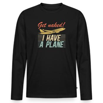 Wordplay on the subject of Airline Pilot Aviation for - Men's Premium Organic Long Sleeve Shirt - black - Front - Nico (187cm)