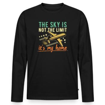 Le ciel n’est pas la limite de l’aviation pilote - T-shirt manches longues Premium bio Homme - noir - Devant - Nico (187cm)