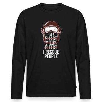 Pilotes de sauvetage en vol De recherche et de sauvetage pilotes - T-shirt manches longues Premium bio Homme - noir - Devant - Nico (187cm)