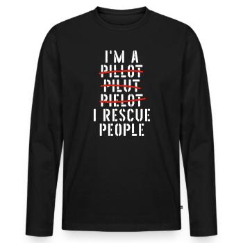 Pilotes de radeau de sauvetage de recherche et de sauvetage - T-shirt manches longues Premium bio Homme - noir - Devant - Nico (187cm)