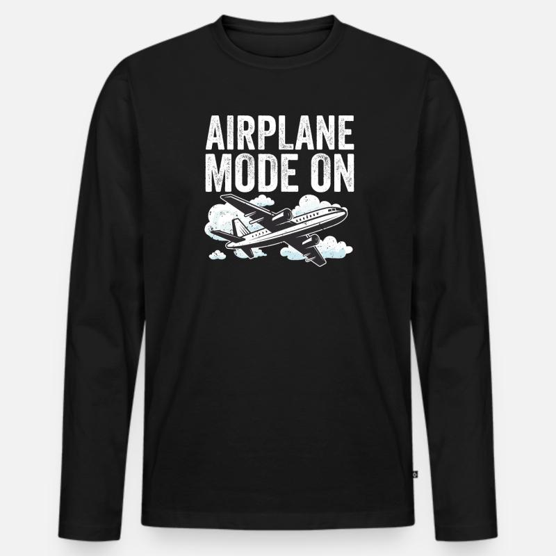 Retro-Flugzeugflugzeug Pilot Berufspiloten - Männer Premium Bio Langarmshirt - Schwarz