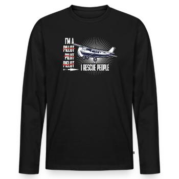Spelling mistakes for a rescue pilot - Men's Premium Organic Long Sleeve Shirt - black - Front - Nico (187cm)