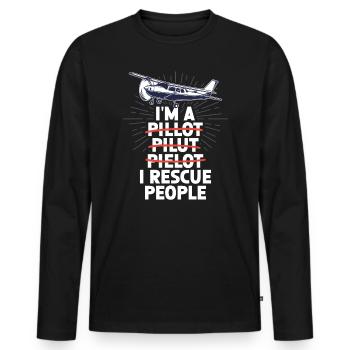 Erreur de pilote pour un pilote de recherche et de sauvetage - T-shirt manches longues Premium bio Homme - noir - Devant - Nico (187cm)
