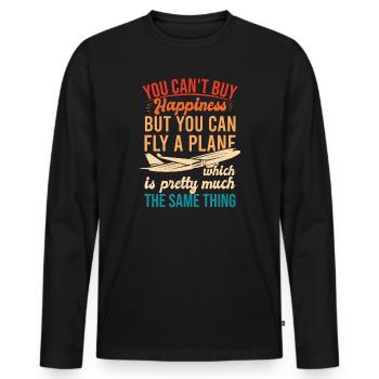Capitaine de pilote de ligne - T-shirt manches longues Premium bio Homme - noir - Devant - Nico (187cm)