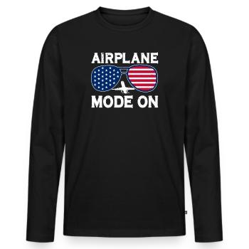 Airplane Mode Flugzeug Pilot Spruch - Männer Premium Bio Langarmshirt - Schwarz - Vorne - Nico (187cm)