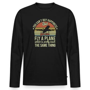 Capitaine de pilote de ligne - T-shirt manches longues Premium bio Homme - noir - Devant - Nico (187cm)