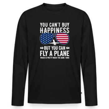 Capitaine de pilote de ligne - T-shirt manches longues Premium bio Homme - noir - Devant - Nico (187cm)