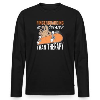 Fingerboard Finger Skateboarding Spruch. Retro - Männer Premium Bio Langarmshirt - Schwarz - Vorne - Nico (187cm)
