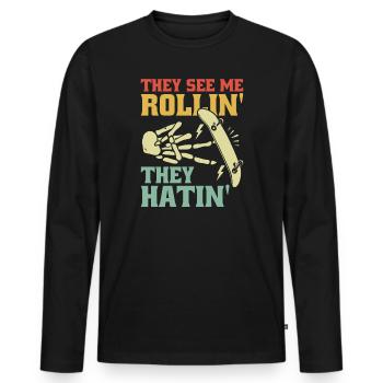 Fingerboard Hand Skateboarding Fingerboarding - Männer Premium Bio Langarmshirt - Schwarz - Vorne - Nico (187cm)