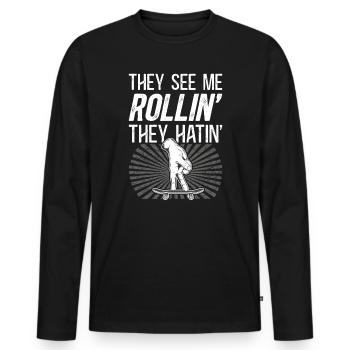 Fingerboard Finger Skateboarding Fingerboarding - Männer Premium Bio Langarmshirt - Schwarz - Vorne - Nico (187cm)