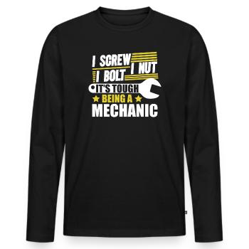 C’est difficile d’être mécanicien - T-shirt manches longues Premium bio Homme - noir - Devant - Nico (187cm)
