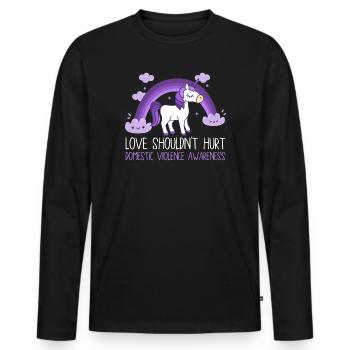 Anti Häusliche Gewalt Love Shouldn't Hurt - Männer Premium Bio Langarmshirt - Schwarz - Vorne - Nico (187cm)