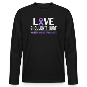 Anti Häusliche Gewalt Love Shouldn't Hurt - Männer Premium Bio Langarmshirt - Schwarz - Vorne - Nico (187cm)