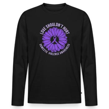 Anti Domestic Violence Love Shouldn't Hurt - Men's Premium Organic Long Sleeve Shirt - black - Front - Nico (187cm)