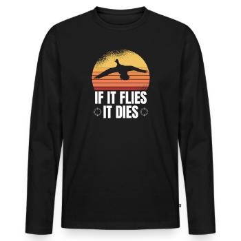 Quand il vole - Chasseurs d’oiseaux - T-shirt manches longues Premium bio Homme - noir - Devant - Nico (187cm)
