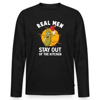 Les vrais hommes restent en dehors du pickleball de cuisine - T-shirt manches longues Premium bio Homme - noir - Devant - Nico (187cm)