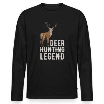Hirschjagd Legende Rotwild Jäger Jagd Hirschgeweih - Männer Premium Bio Langarmshirt - Schwarz - Vorne - Nico (187cm)