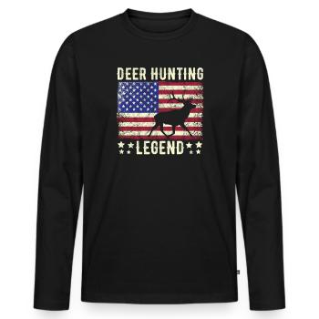 Hirschjagd Legende Rotwild Jäger Jagd Hirschgeweih - Männer Premium Bio Langarmshirt - Schwarz - Vorne - Nico (187cm)