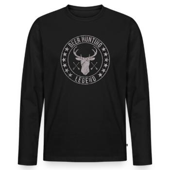Légende de la chasse au cerf Red Chasse aux bois de cerf - T-shirt manches longues Premium bio Homme - noir - Devant - Nico (187cm)
