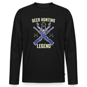 Deer Hunting Legend Red Hunting Deer Antlers - Men's Premium Organic Long Sleeve Shirt - black - Front - Nico (187cm)