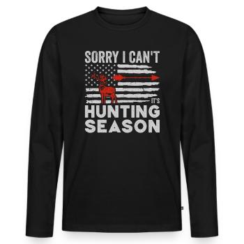 Chasse aux bois de cerf Chasse Saison de chasse - T-shirt manches longues Premium bio Homme - noir - Devant - Nico (187cm)